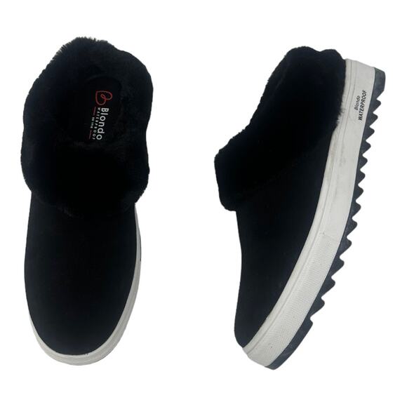 Blondo Suri Black Faux Fur Waterproof Slip-On Slippers Size 8 - Picture 1 of 9